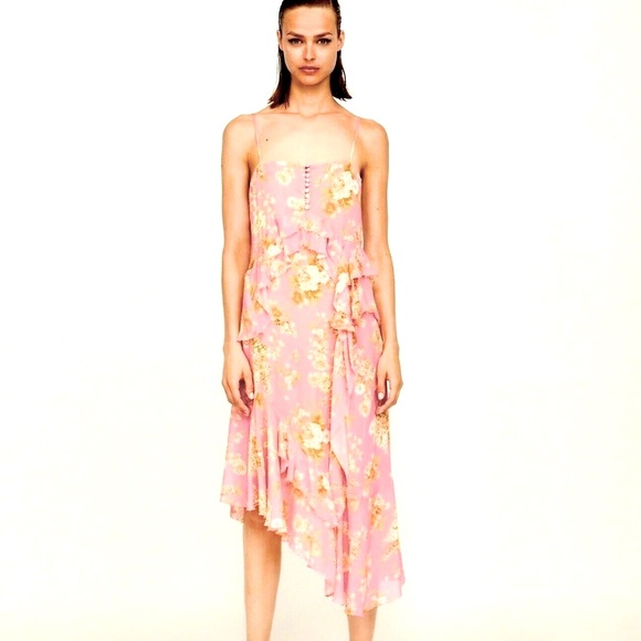 Zara Rose Floral Vintage Inspired Chiffon Dress - Picture 6 of 7